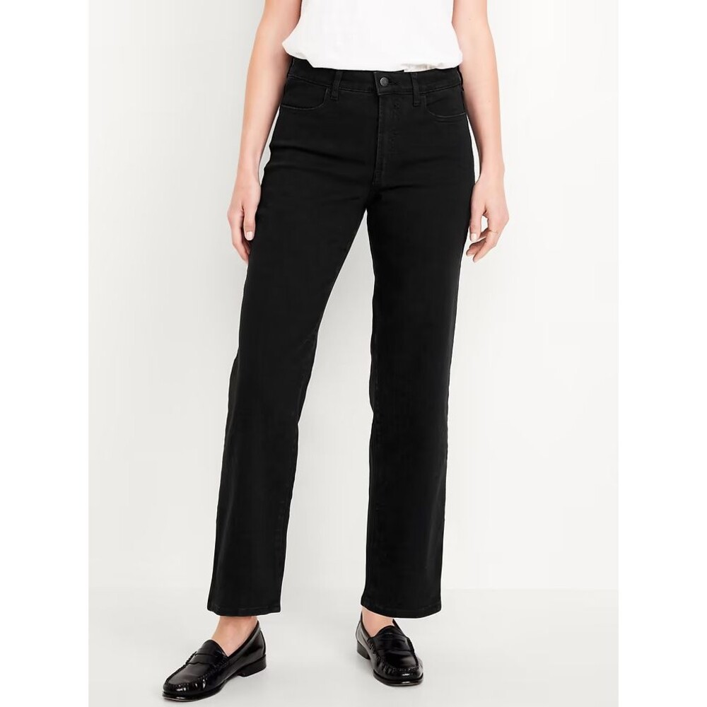 Old Navy High Rise Wow Loose Jeans Womens 8 Short Black Stretch NEW